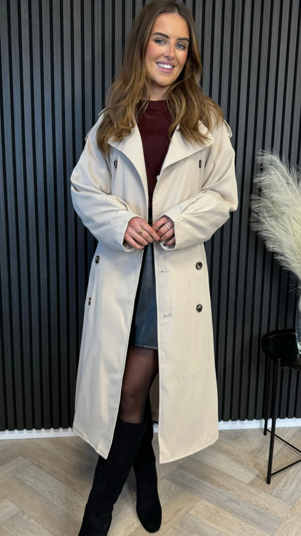 regina_beige_midi_trench__1.webp BABEZ LONDON Coats & Jackets^Regina Beige Midi Trench Coat With Belt