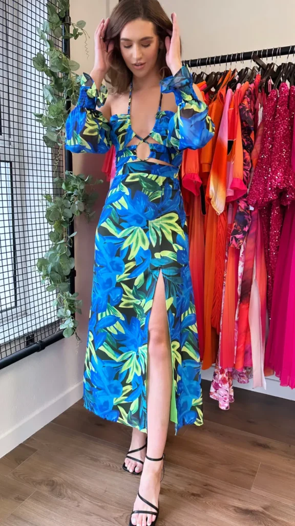 cc Occasion Dresses | Maxi Dresses^Renata Floral Criss-Cross Detail Maxi Dress in Blue