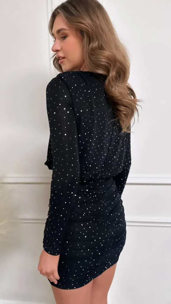 AX PARIS Fitted Dresses | Going Out Dresses^Rex Navy Metallic Sparkle And Sequin Bodycon Mini Dress