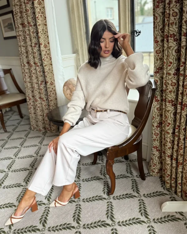 JOIA Heels^Rhianne Beige Block Heel Slingback Shoes