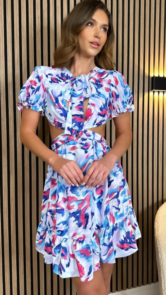 COPPEROSE Going Out Dresses | Occasion Dresses^Rhoda Blue Printed Cut Out Mini Dress