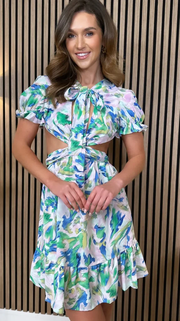 COPPEROSE Going Out Dresses | Occasion Dresses^Rhoda Green Printed Cut Out Mini Dress
