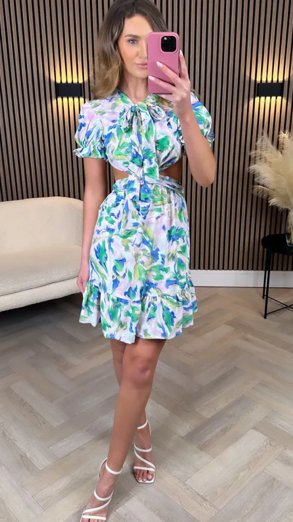 COPPEROSE Going Out Dresses | Occasion Dresses^Rhoda Green Printed Cut Out Mini Dress