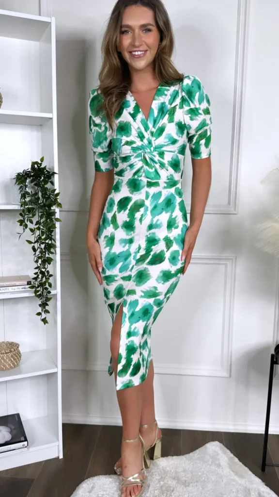 COPPEROSE Fitted Dresses | Going Out Dresses^Robyn Green Printed Knot Detail Midi Dress