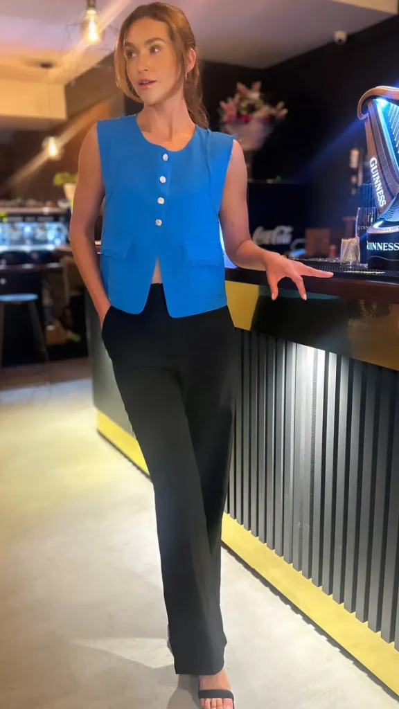 UNIKA Tops^Rosabel Royal Blue Button Down Waistcoat