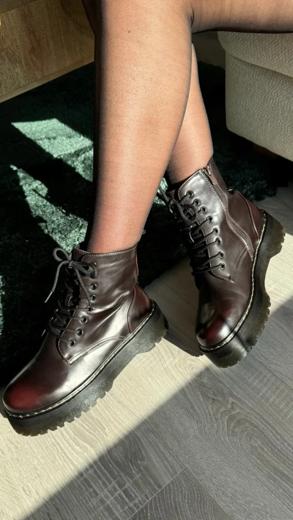 PARIS FASHION SHOPS Boots^Rosanna Burgundy Lace Up Wedge Ankle Boots