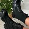 EWANY Flats | Boots^Roxanne Black Wedge Lace Up Ankle Boots