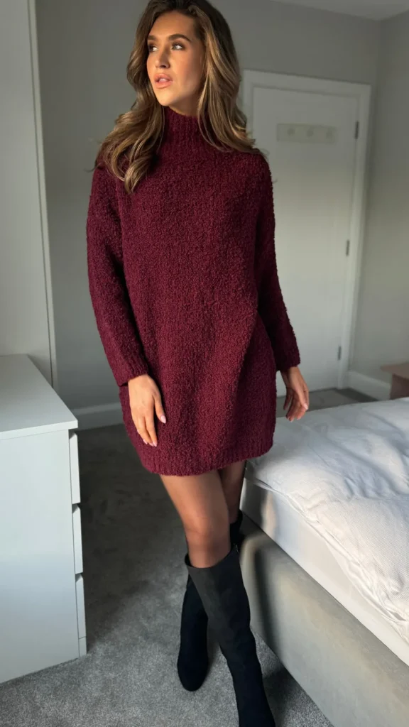 SEVEN SEPT Knitwear | Day Dresses^Sadie Burgundy Chunky Knit Jumper Dress