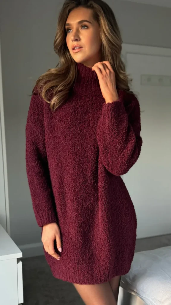 SEVEN SEPT Knitwear | Day Dresses^Sadie Burgundy Chunky Knit Jumper Dress