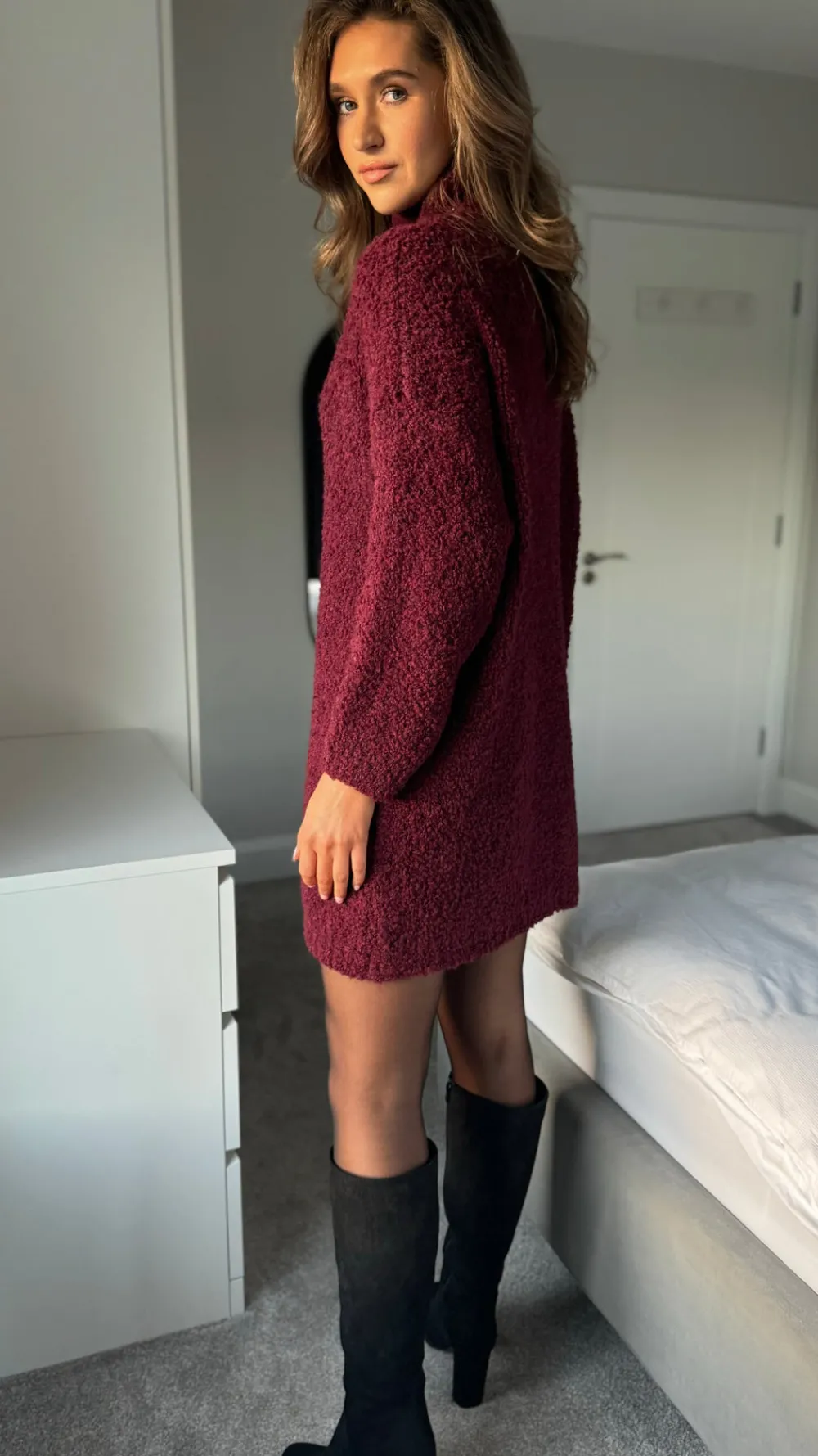 sadie_burgundy_chunky_kni_6.webp SEVEN SEPT Knitwear | Day Dresses^Sadie Burgundy Chunky Knit Jumper Dress