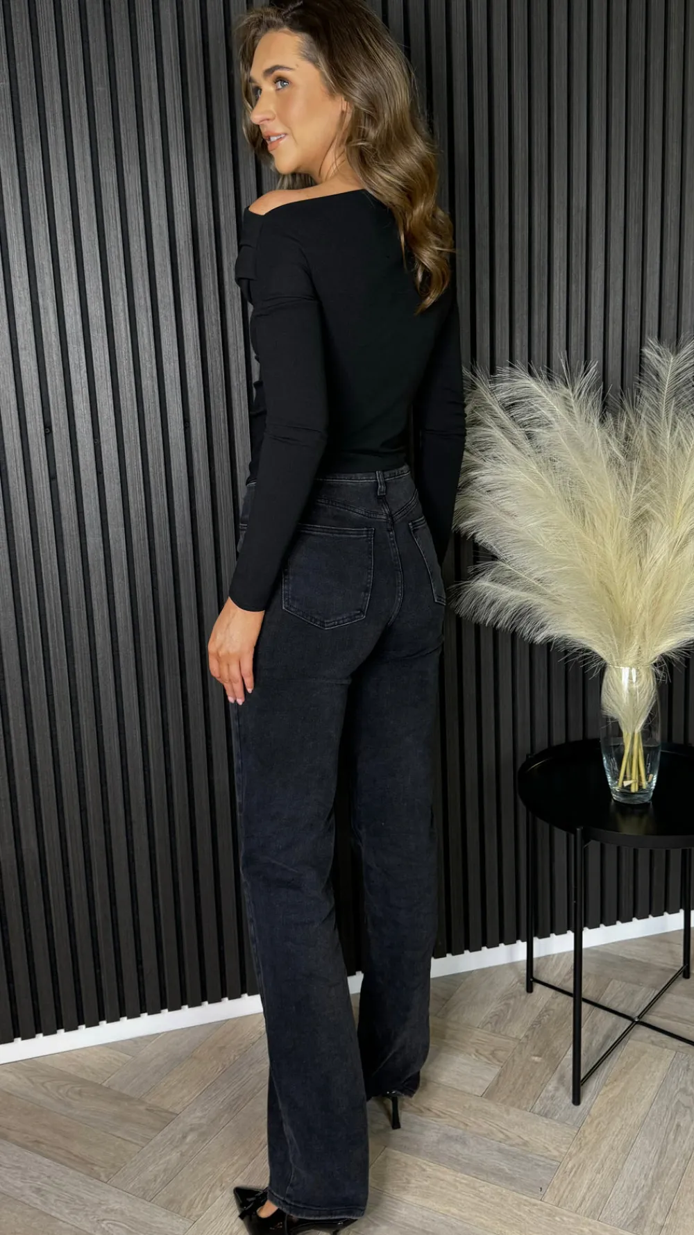 safiya_black_asymmetric_n_3.webp GIRL IN MIND Tops^Safiya Black Asymmetric Neckline Long Sleeve Top