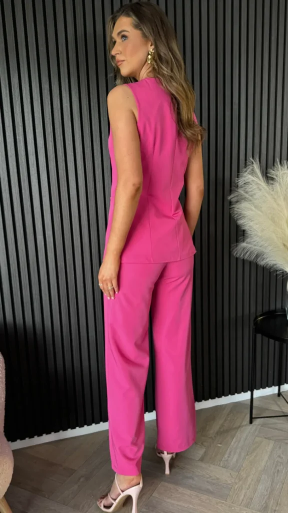 COPPEROSE Co-ords^Samantha Fuchsia Trousers & Longline Waistcoat Co Ord
