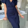 GIRL IN MIND Going Out Dresses | Occasion Dresses^Saoirse Navy Puff Sleeve Wrap Front Midi Dress