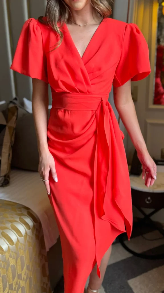 GIRL IN MIND Going Out Dresses | Occasion Dresses^Saoirse Orange Puff Sleeve Wrap Front Midi Dress