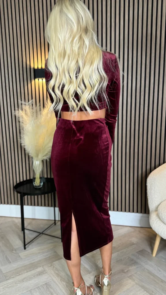 COPPEROSE Going Out Dresses | Occasion Dresses^Saskia Burgundy Cut Out Detail Midi Dress