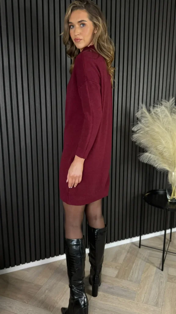 SEVEN SEPT Knitwear | Day Dresses^Satanta Burgundy Turtle Neck Jumper Dress