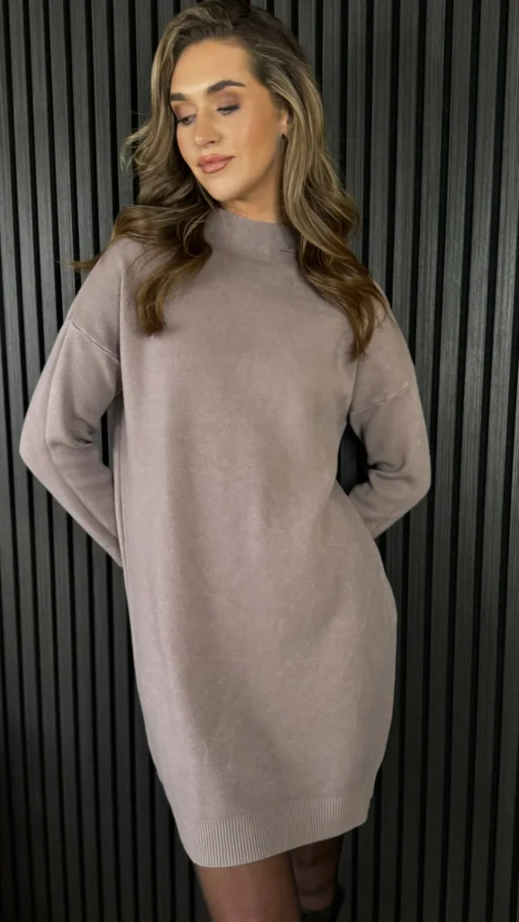 SEVEN SEPT Knitwear | Day Dresses^Satanta Taupe Turtle Neck Jumper Dress