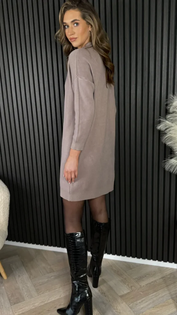 SEVEN SEPT Knitwear | Day Dresses^Satanta Taupe Turtle Neck Jumper Dress