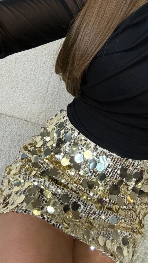 BABEZ LONDON Skirts & Shorts^Shaina Gold Sequin Disc Mini Skirt