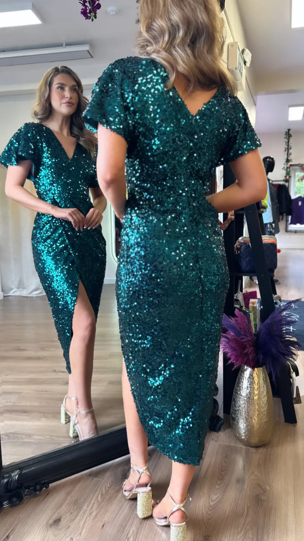 shalima_green_sequin_wrap_4.webp GIRL IN MIND Going Out Dresses | Occasion Dresses^Shalima Green Sequin Wrap Over Maxi Dress