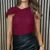 LORIANE Tops^Shania Burgundy Printed Detail Bodysuit