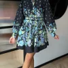 TIMELY Going Out Dresses | Occasion Dresses^Shauna Black Multi Floral Printed Button Down Belted Mini Dress