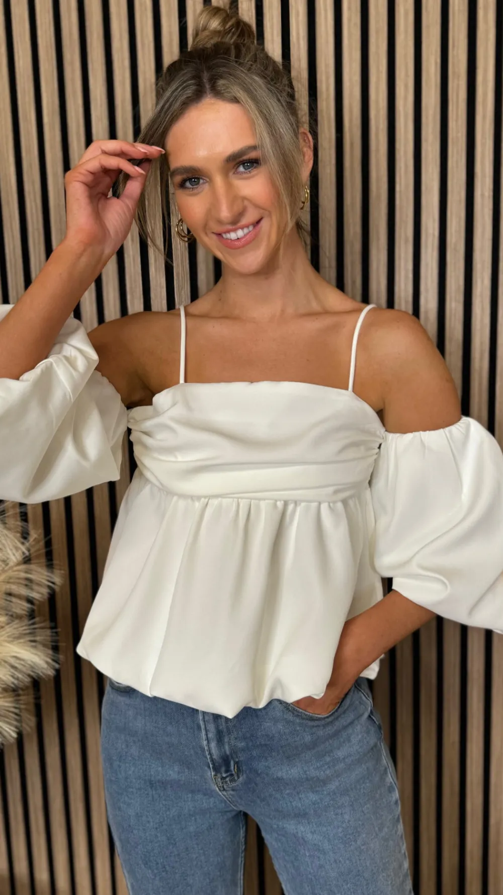 shiran_white_cami_strap_p_1.webp LUCCE Tops^Shiran White Cami Strap Peplum Style Top