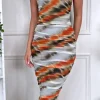 AX PARIS Going Out Dresses | Occasion Dresses^Shirley Orange Printed Mesh One Shoulder Bodycon Midi Dress