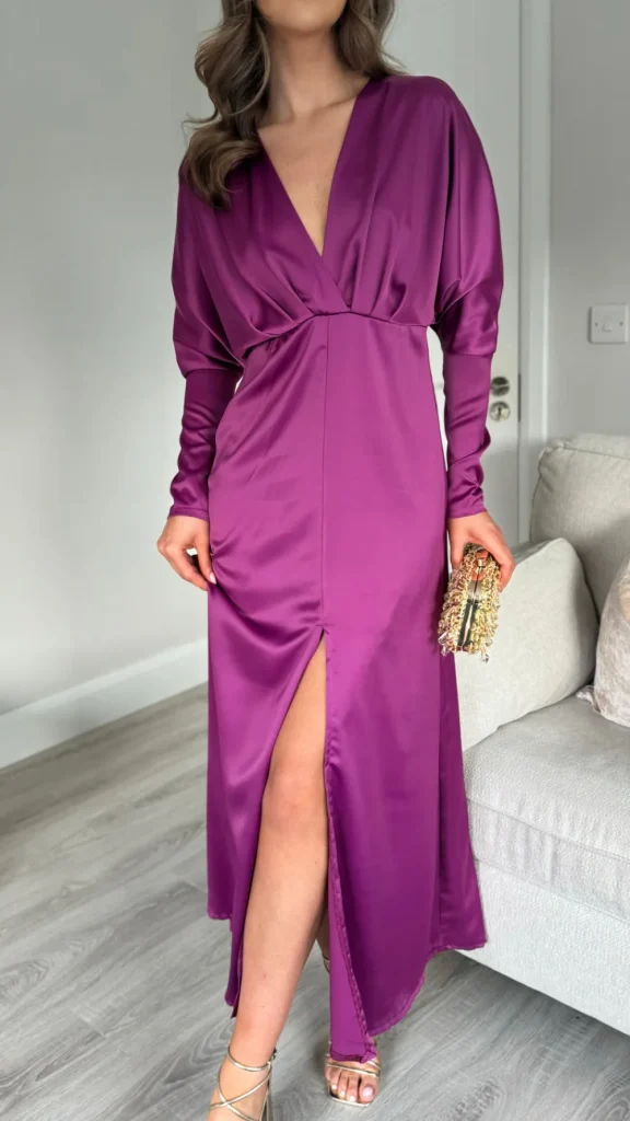 COPPEROSE Fitted Dresses | Going Out Dresses^Sienna Purple V Neck Midi Dress