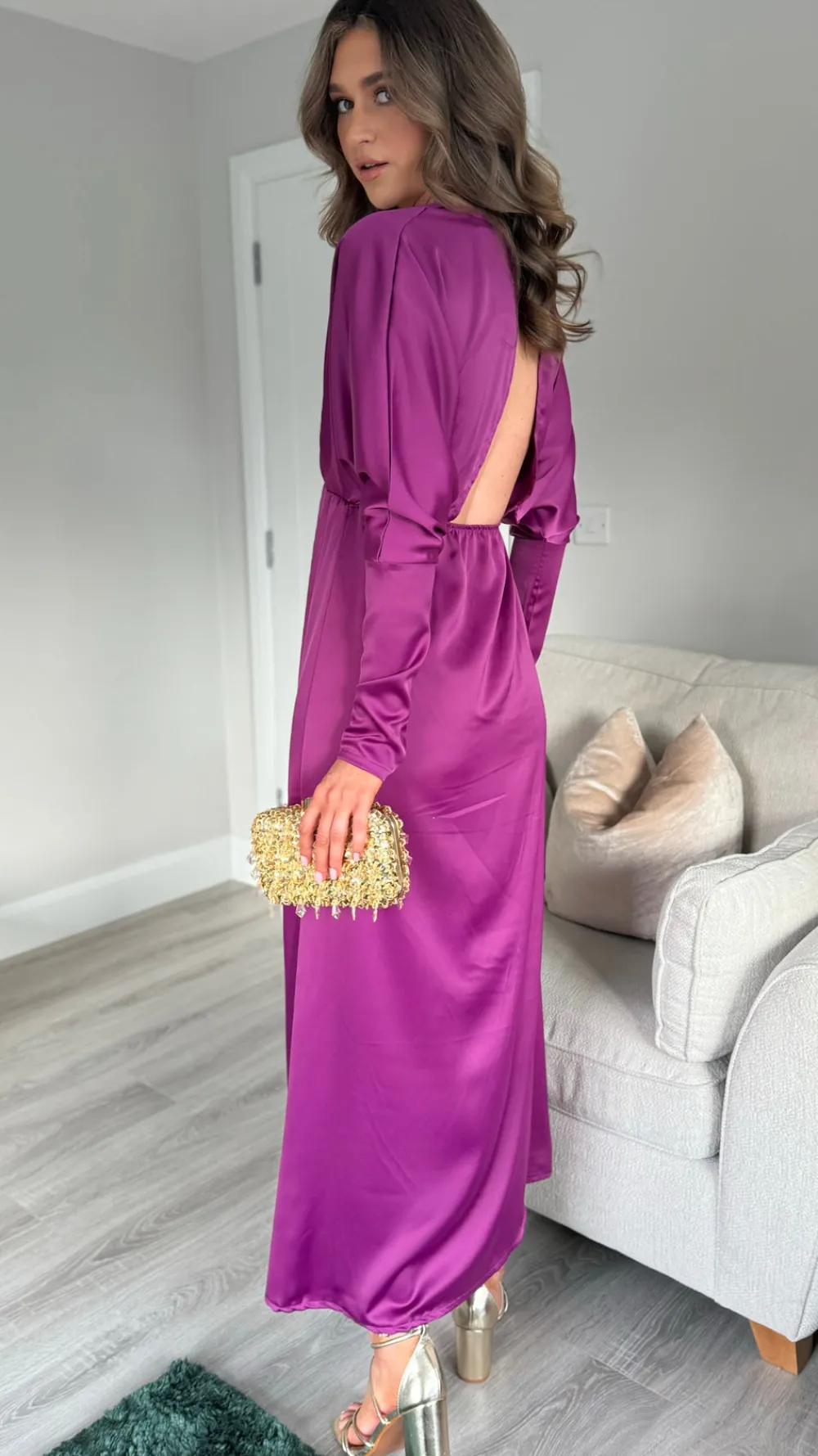 sienna_purple_v_neck_midi_6.webp COPPEROSE Fitted Dresses | Going Out Dresses^Sienna Purple V Neck Midi Dress