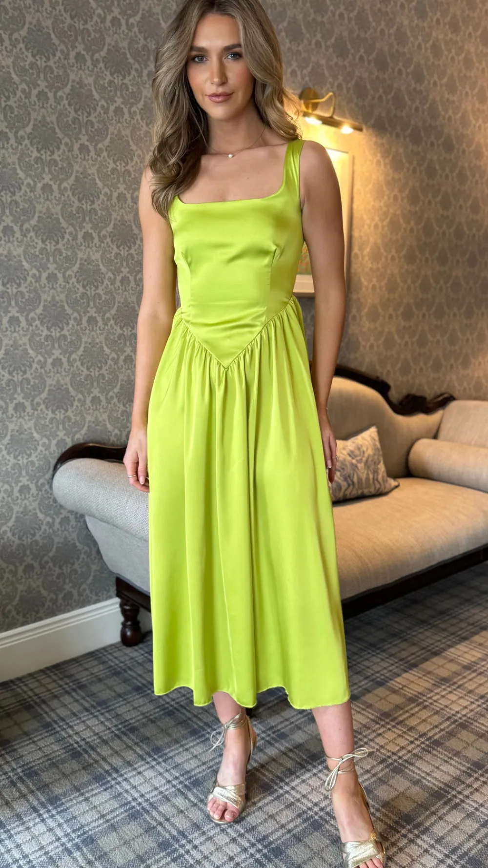 sigourney_lime_green_sati_0.webp GIRL IN MIND Going Out Dresses | Occasion Dresses^Sigourney Lime Green Satin Finish Maxi Dress
