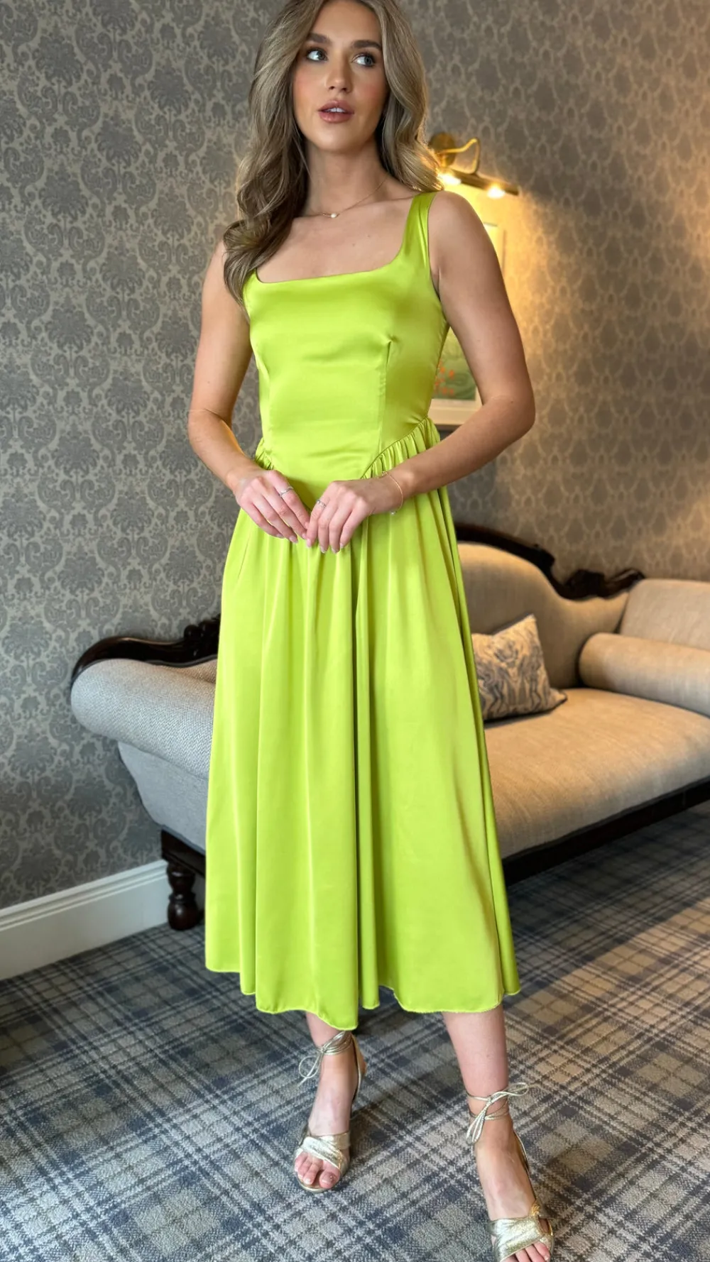 sigourney_lime_green_sati_1.webp GIRL IN MIND Going Out Dresses | Occasion Dresses^Sigourney Lime Green Satin Finish Maxi Dress