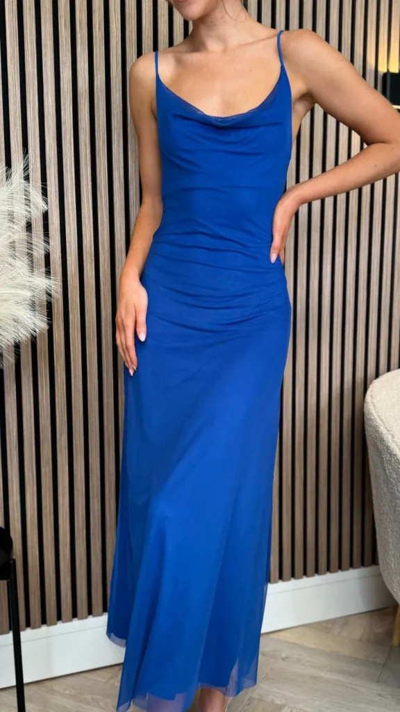 COPPEROSE Going Out Dresses | Occasion Dresses^Silvana Blue Cowl Neckline Cami Strap Midi Dress