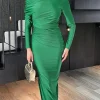AX PARIS Going Out Dresses | Occasion Dresses^Silvia Green Off The Shoulder Long Sleeved Draped Midi Dress