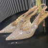 SAS ACTIV GIVANA Heels^Sinead Champagne Diamante Embellished Slingback Shoes
