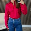 ESTEE BROWN Tops^Skye Red Collared Shirt