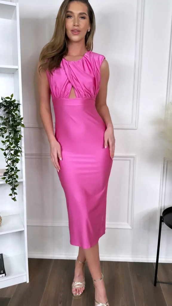 ALICE'DESIR Going Out Dresses | Occasion Dresses^Starla Pink Ruched Cut Out Midi Dress