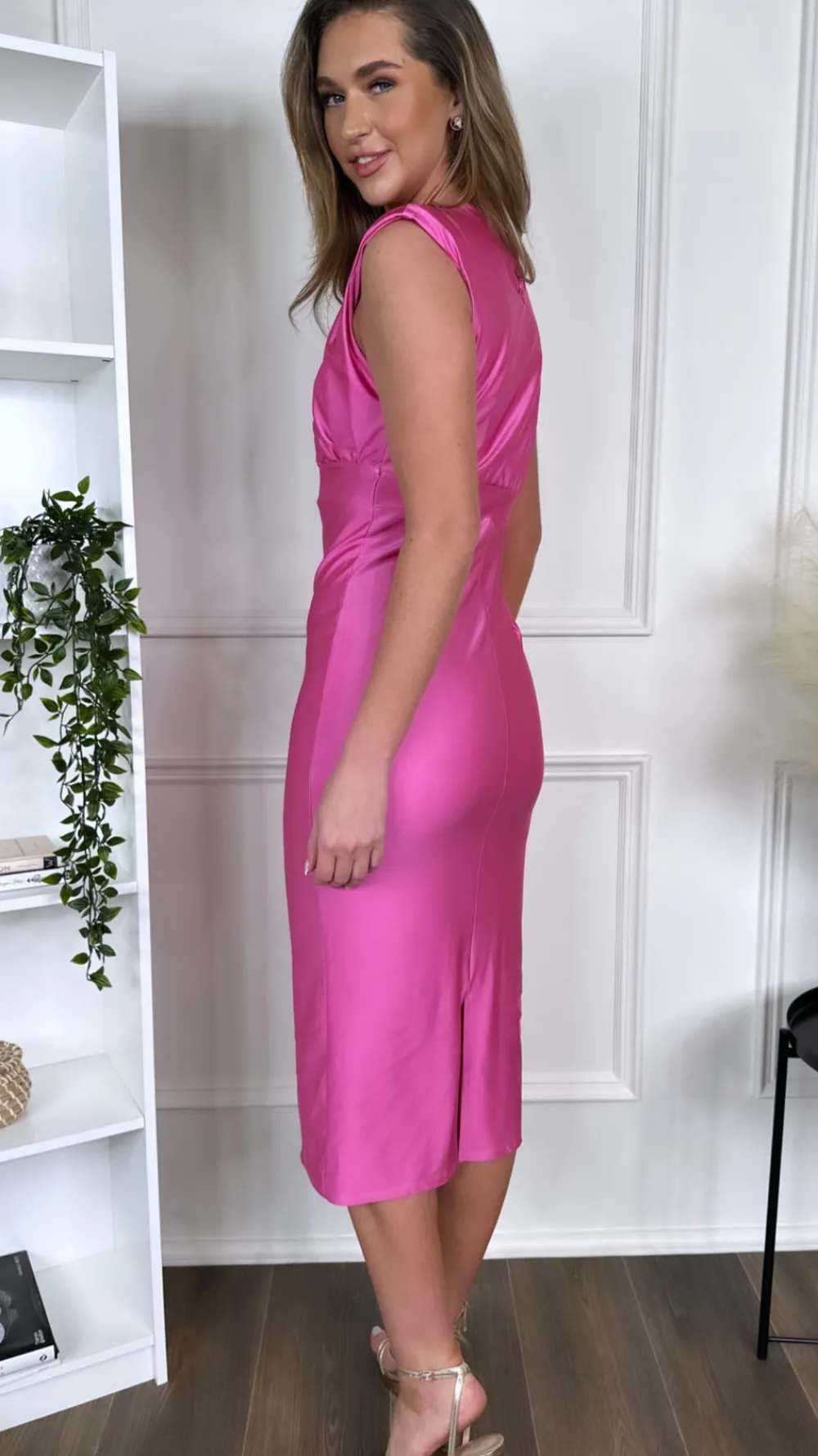 starla_pink_ruched_cut_ou_3.webp ALICE'DESIR Going Out Dresses | Occasion Dresses^Starla Pink Ruched Cut Out Midi Dress