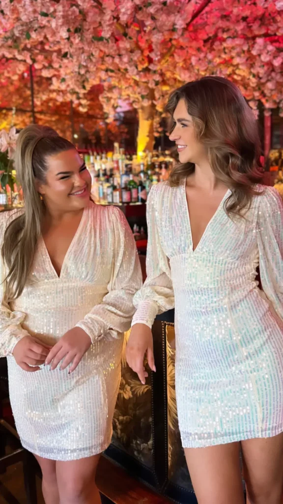GIRL IN MIND Going Out Dresses | Occasion Dresses^Starlette Multi Sequin Cream Ruched Detail Mini Dress