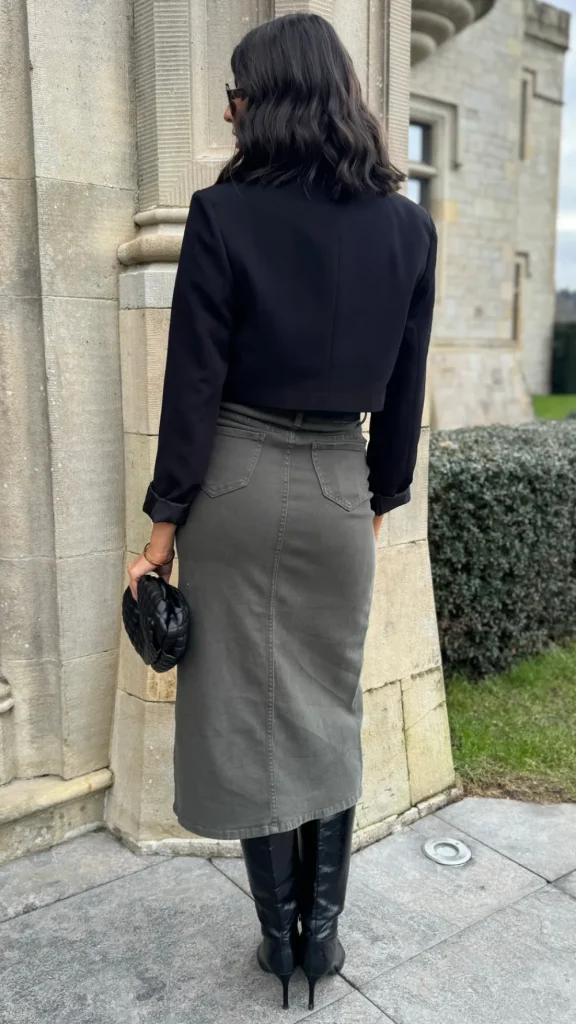 ESTEE BROWN Skirts & Shorts^Stefanie Khaki Denim Skirt