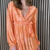 LUCCE Going Out Dresses | Occasion Dresses^Summer Orange Plisse Belted Mini Dress