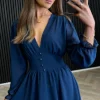 ELLE STYLE Day Dresses | Going Out Dresses^Sylvia Blue V Neck Mini Dress