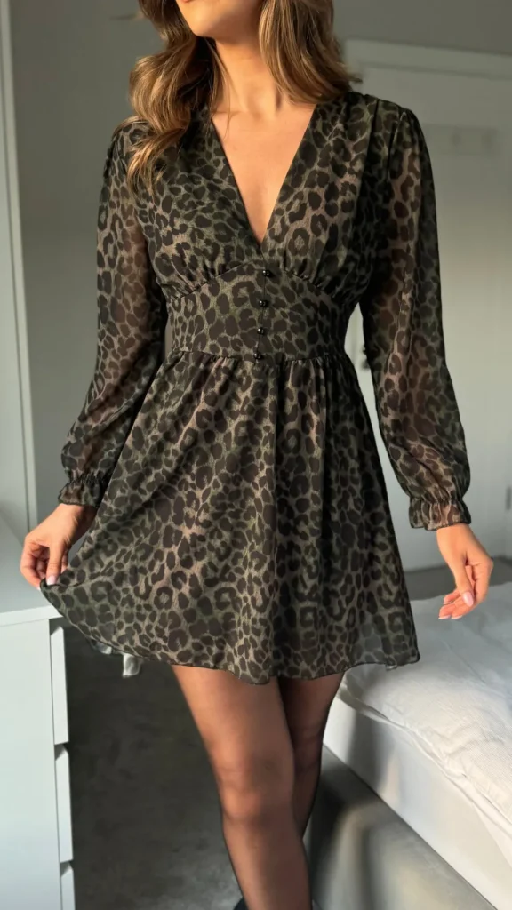 ELLE STYLE Day Dresses | Going Out Dresses^Tabitha Khaki & Black Leopard Print Mini Dress