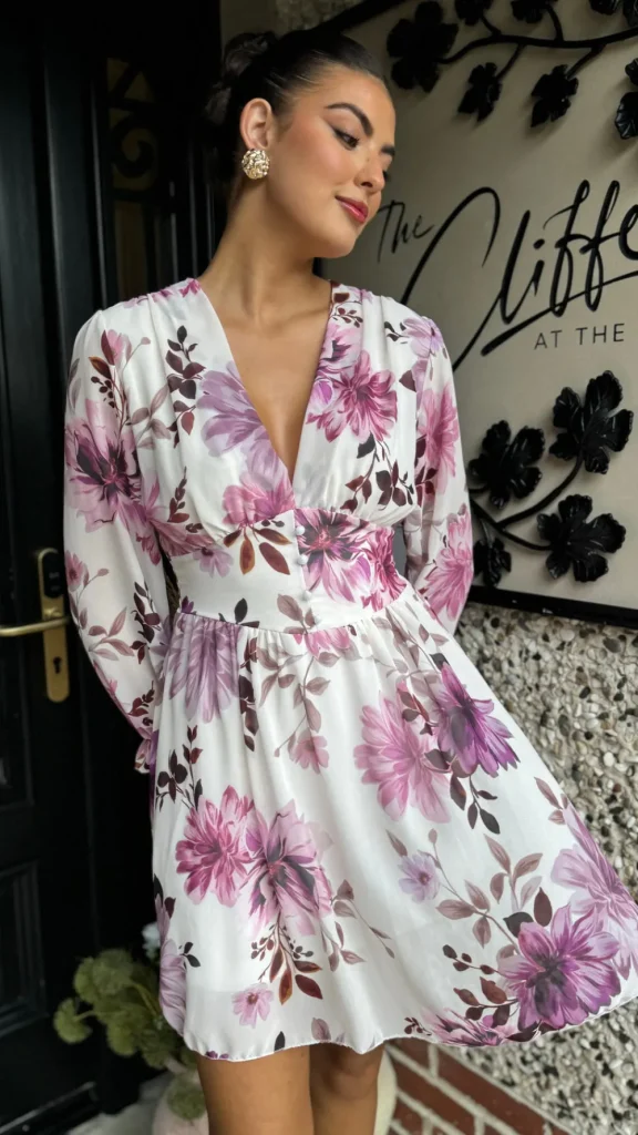 ELLE STYLE Going Out Dresses | Occasion Dresses^Tabitha Purple Floral Printed Mini Dress