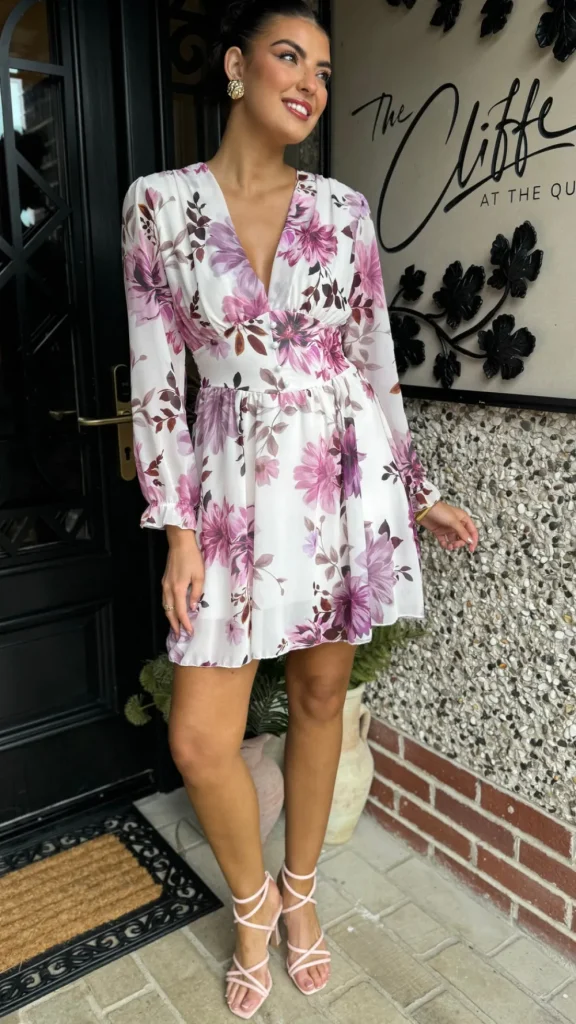ELLE STYLE Going Out Dresses | Occasion Dresses^Tabitha Purple Floral Printed Mini Dress