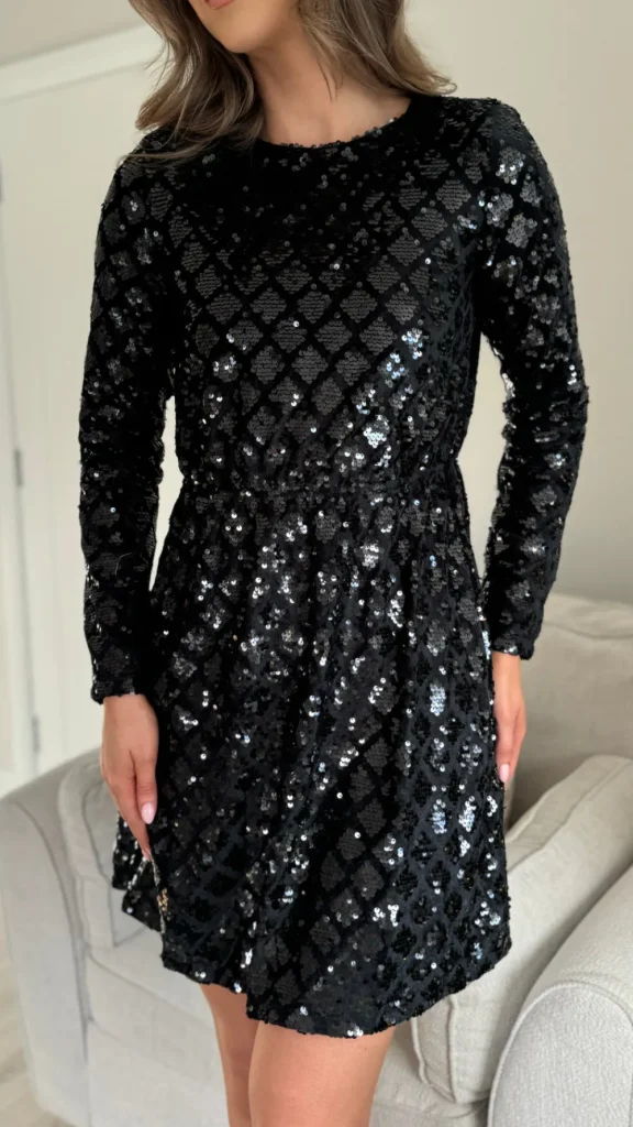 COPPEROSE Going Out Dresses | Occasion Dresses^Tamara Black Sequin Printed Mini Dress