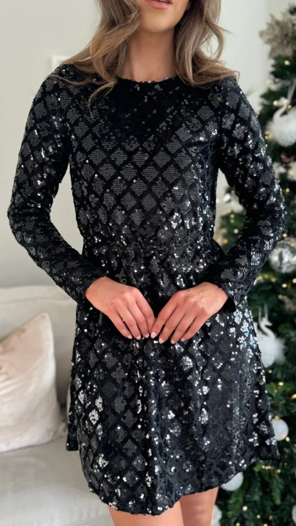 COPPEROSE Going Out Dresses | Occasion Dresses^Tamara Black Sequin Printed Mini Dress