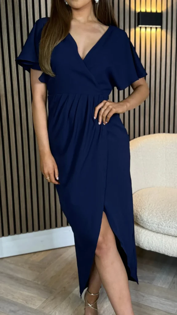 GIRL IN MIND Going Out Dresses | Occasion Dresses^Tasmin Navy Wrap Over Style Midi Dress