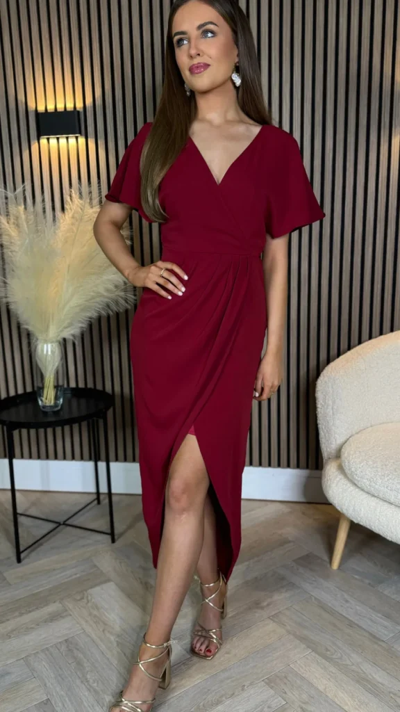 GIRL IN MIND Going Out Dresses | Occasion Dresses^Tasmin Red Wrap Over Style Midi Dress