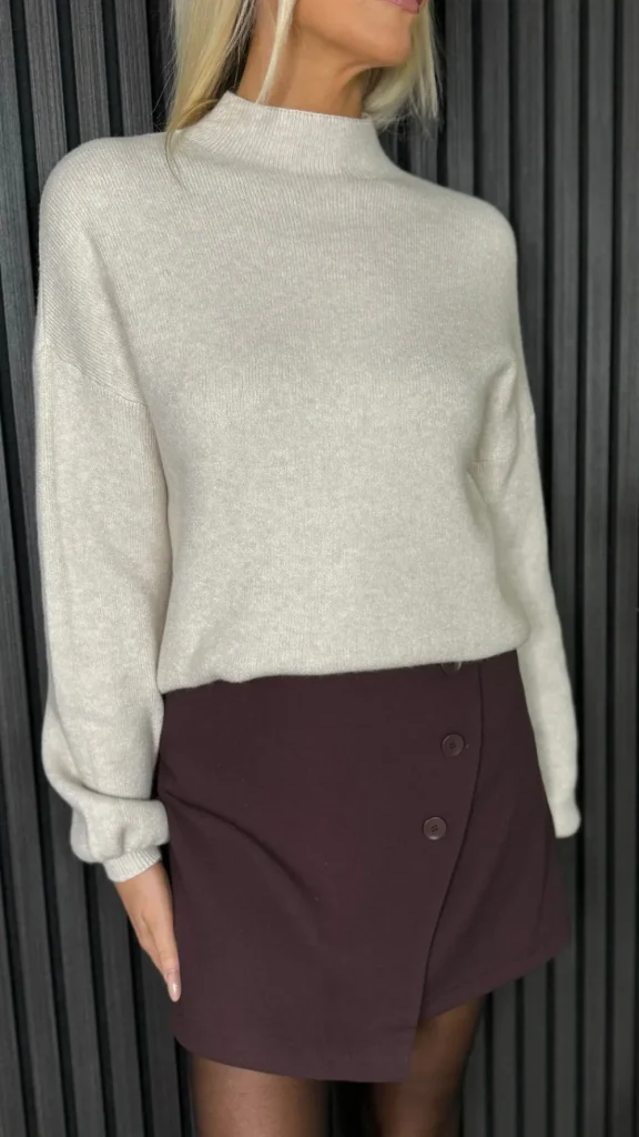 FEELKOO Skirts & Shorts^Terrie Burgundy Wrap Style Button Detail Mini Skirt
